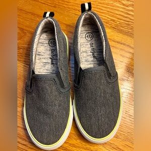 Slide On Shoes Denim Blue w/ Neon Yellow Accent Size 10